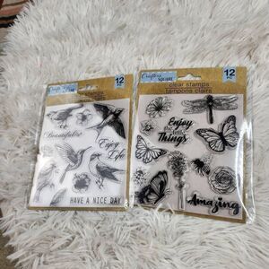Crafter's Square Clear Craft Stamps Birds Butterflies Dragonflies Hummingbirds